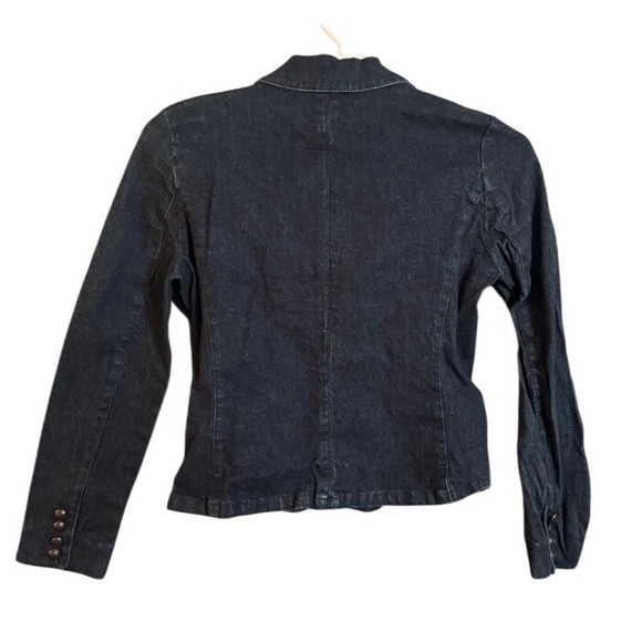 Lauren Jeans Co Ralph Lauren Womens Denim Blazer Jacket Dark Wash Button Size M - Picture 2 of 13